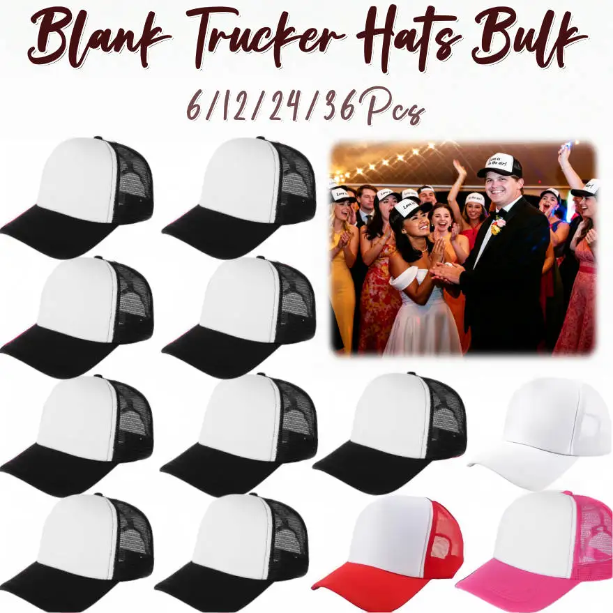 Trucker Cap Mesh - Bonés Trucker Lisos (6-36 Peças) para