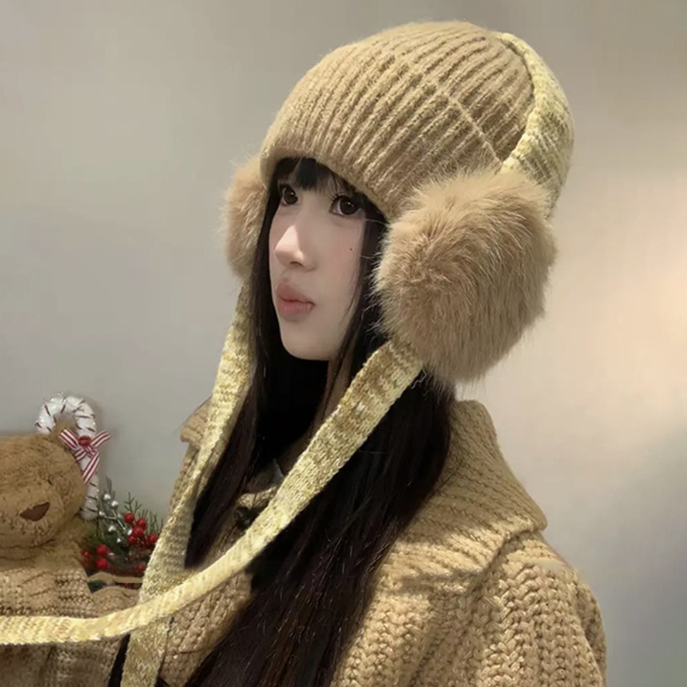 Beanie Cuffed Knit - Gorro retrô de malha com protetor