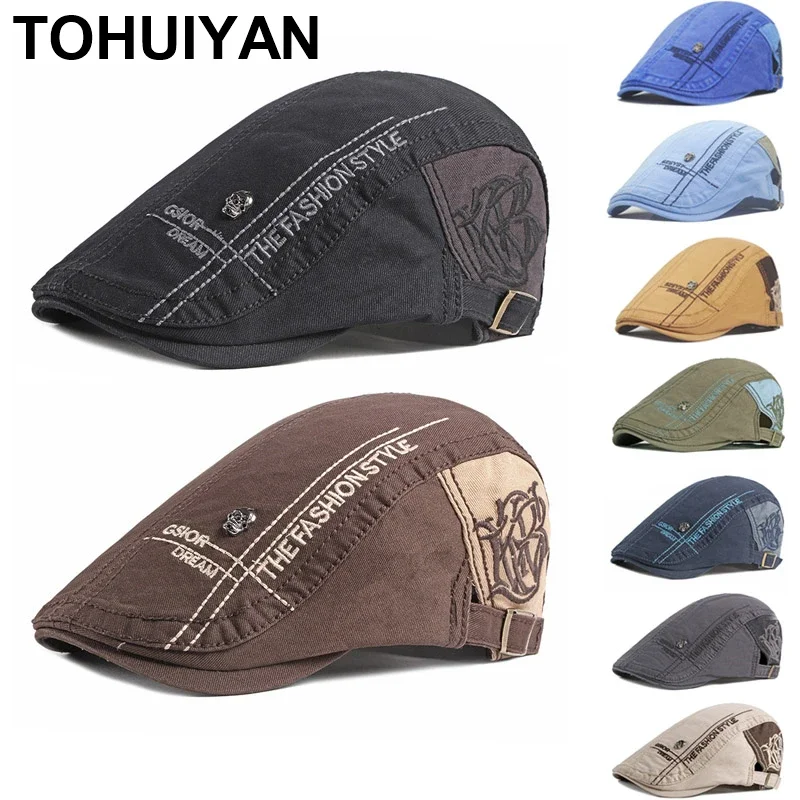 Newsboy Cap Ivy - Unisex Skull Letters Newsboy Caps, ajustável