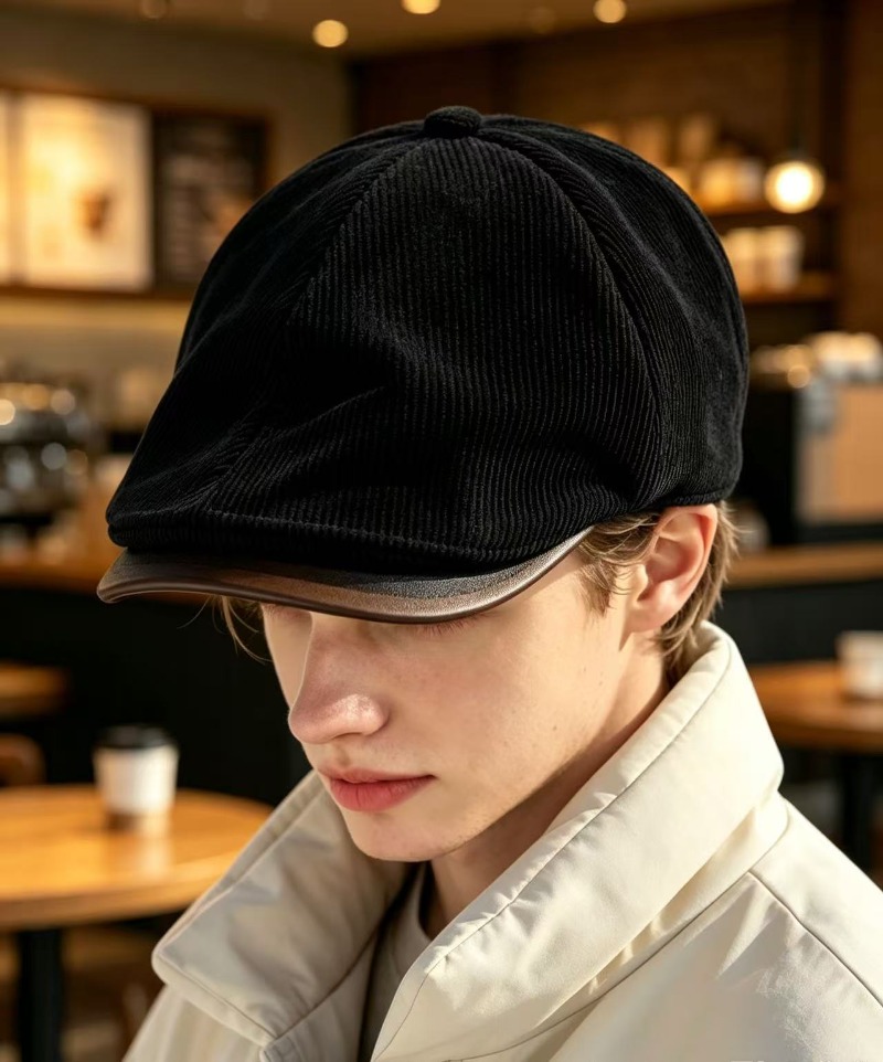 Newsboy Cap Ivy - Boné Masculino Vintage de Veludo Cotelê