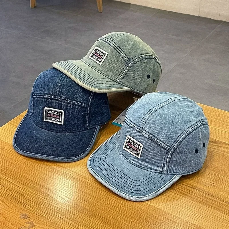 Corduroy Cap 5 Panel - Vintage aba plana denim bonés de