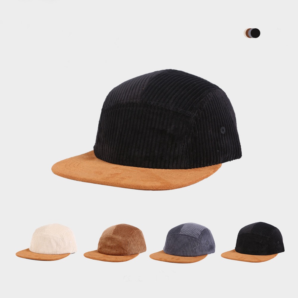 Corduroy Cap 5 Panel - Boné de Beisebol Retrô Versátil com