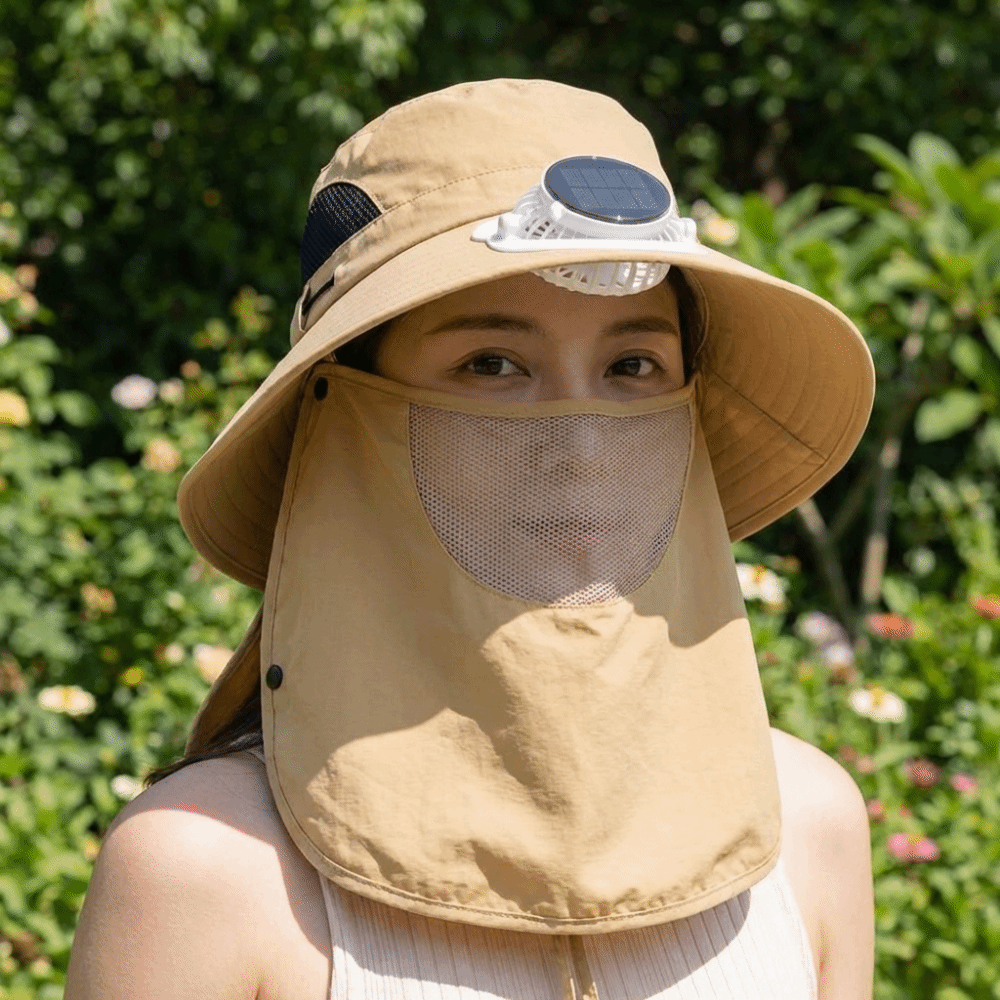 Sun Hat Wide Brim - Chapéu com Ventilador Solar Portátil Recarregável,