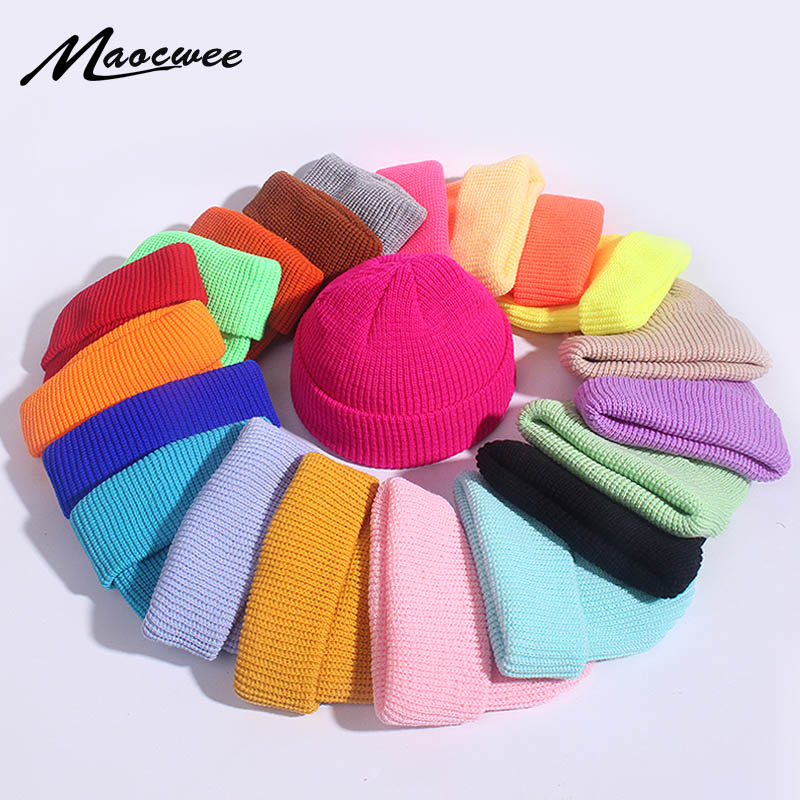 Beanie Cuffed Knit - Unisex com nervuras malha algemado Beanie