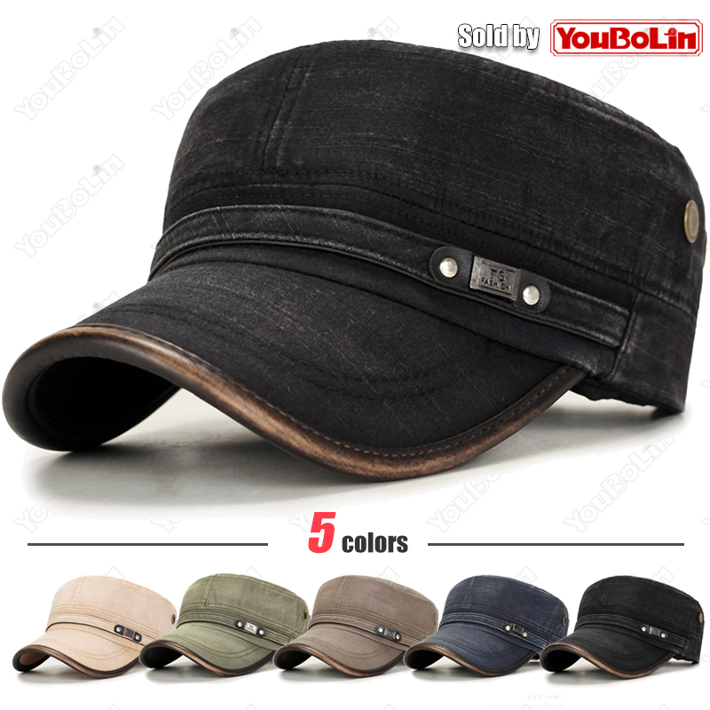 Dad Hat Cotton - Aba de couro lavado algodão angustiado