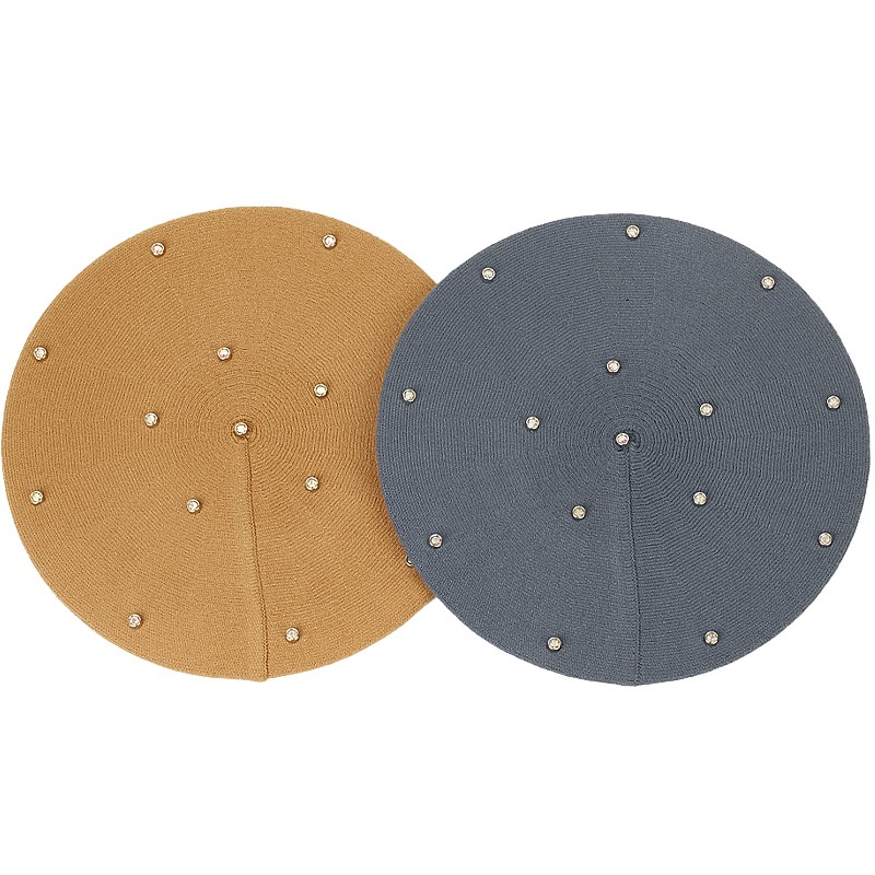 Cor feminina strass boinas cha - Beret French Wool avaliação e preço