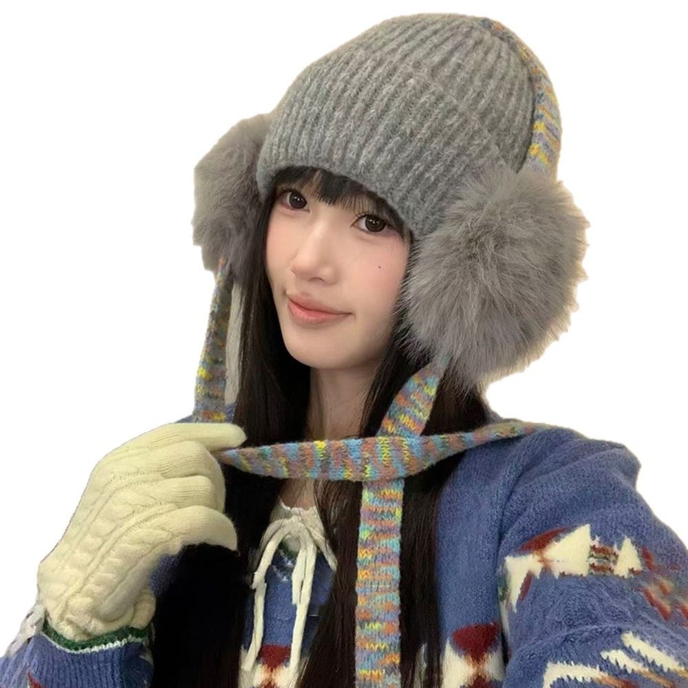 Gorro retrô de malha com prote - Beanie Cuffed Knit avaliação e preço