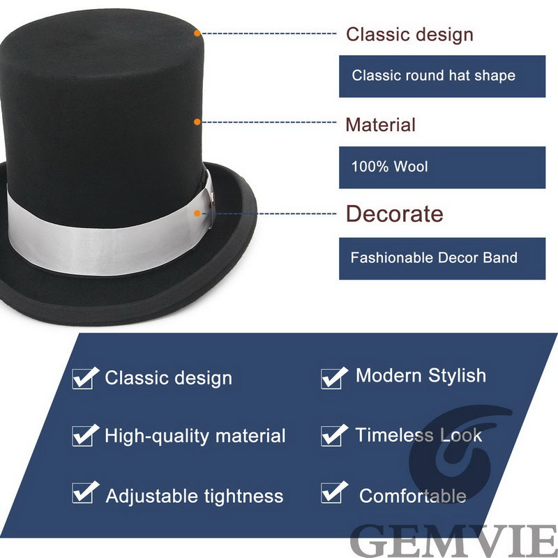 Gemvie 17cm 100% lã feltro car - Fedora Hat Wool avaliação e preço