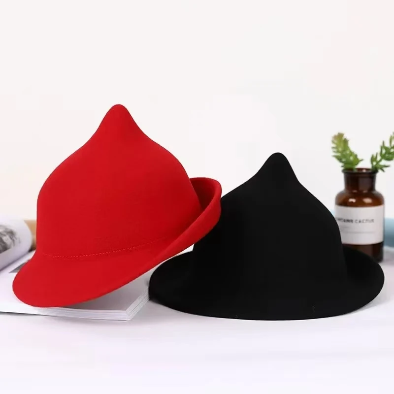 100% lã moderna bruxa chapéu h - Fedora Hat Wool avaliação e preço