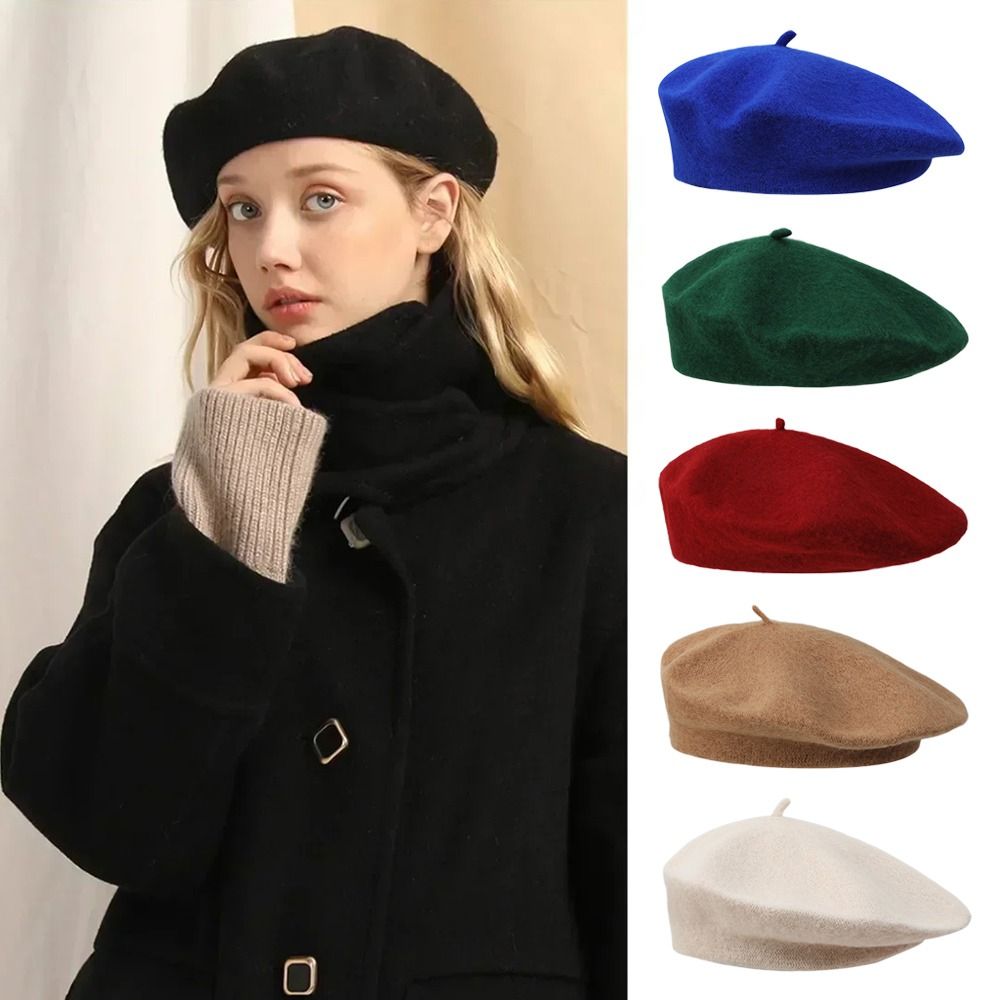 Moda quente inverno lã boinas  - Beret French Wool avaliação e preço