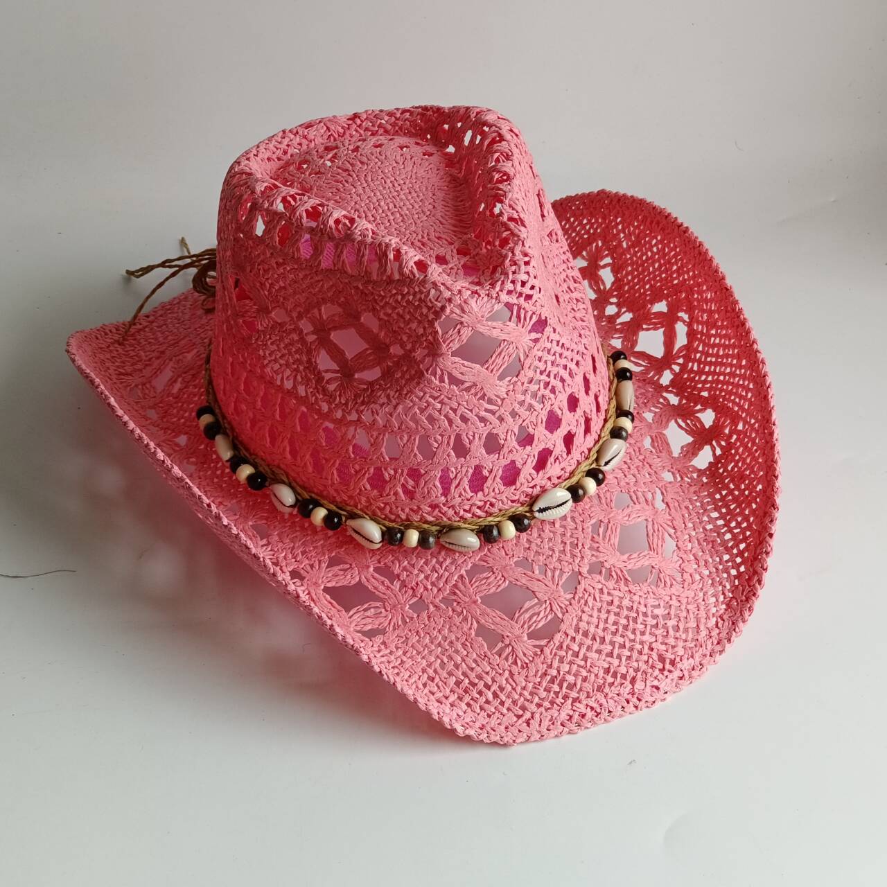 Chapéu de palha rosa estilo co - Cowboy Hat Straw avaliação e preço