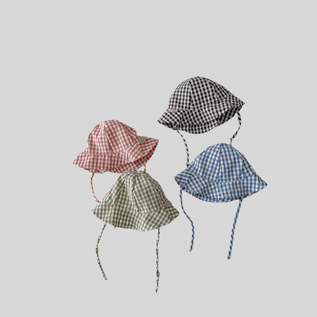 Ins estilo xadrez bebê balde c - Bucket Hat Cotton avaliação e preço